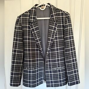 Vintage Navy and White Checkered Blazer